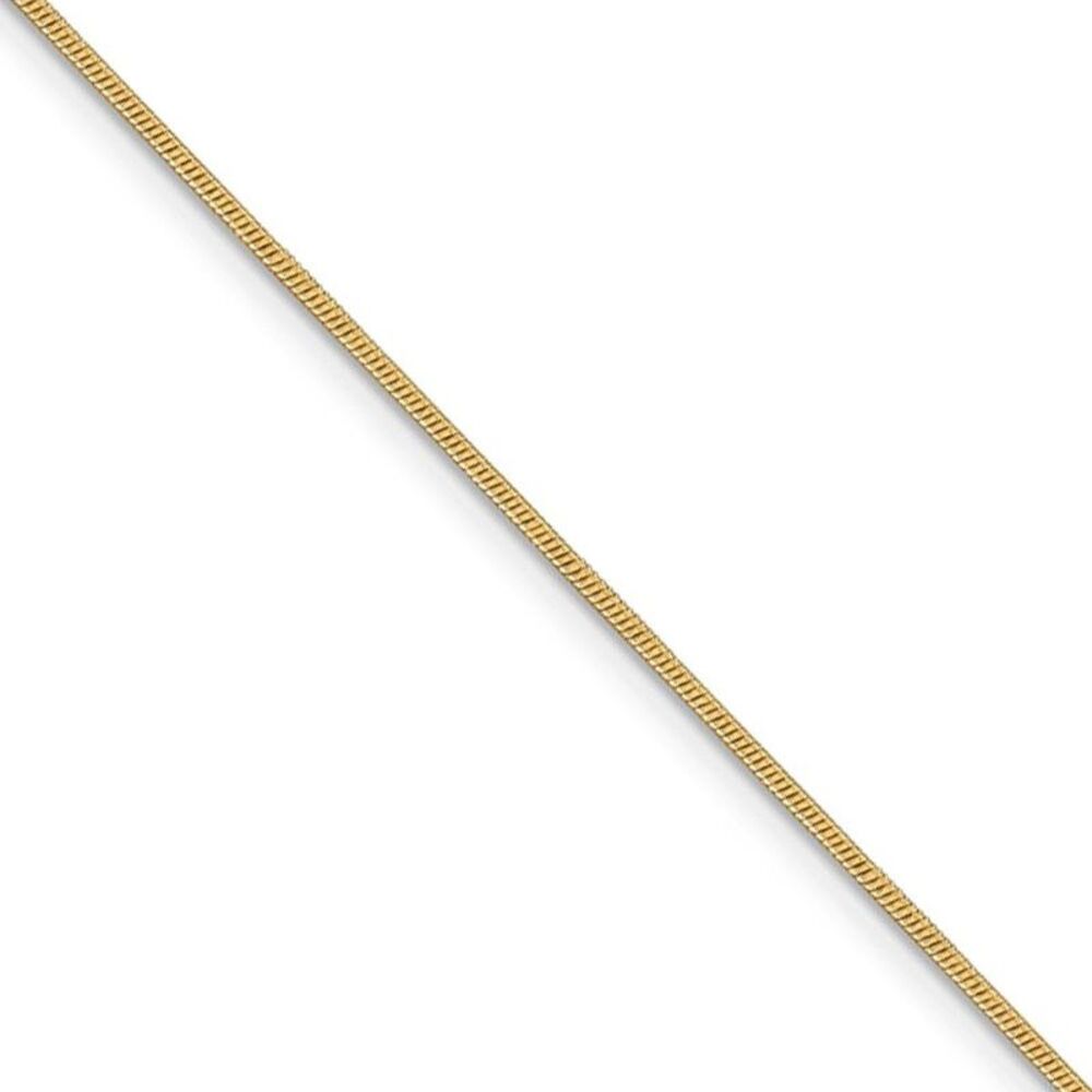 1.1mm, 14k Yellow Gold, Round Solid Snake Chain Bracelet, 8 Inch